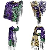 Frienda Mardi Gras Outfit for Women Poncho Scarf Shawl Mardi Gras Costume Apparel Accessories Masquerade Party