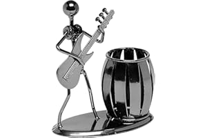MyGift Pen Holder For Desk,Office Decor Desk Accessories For Men Music Decor Guitar Accessories Gifts For Men Guitar Players Boss Male