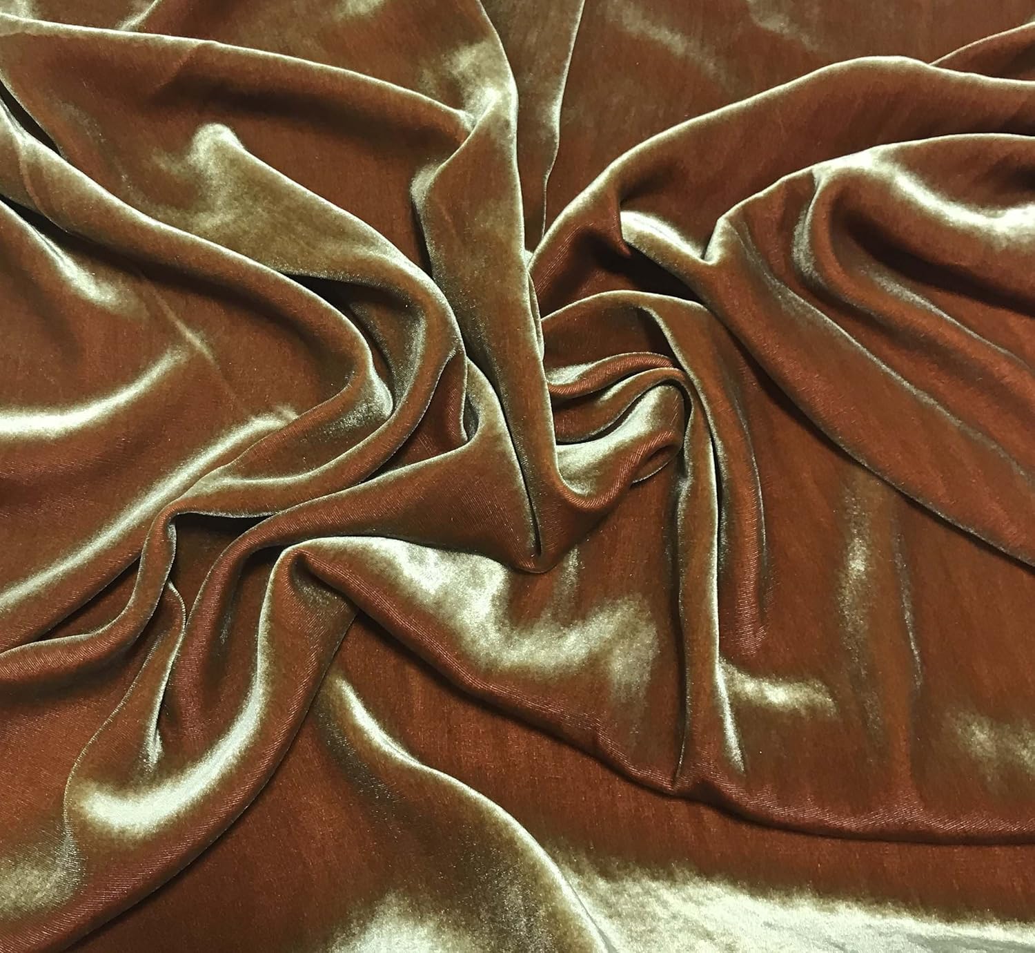 Iridescent Golden Red Silk Velvet Fabric