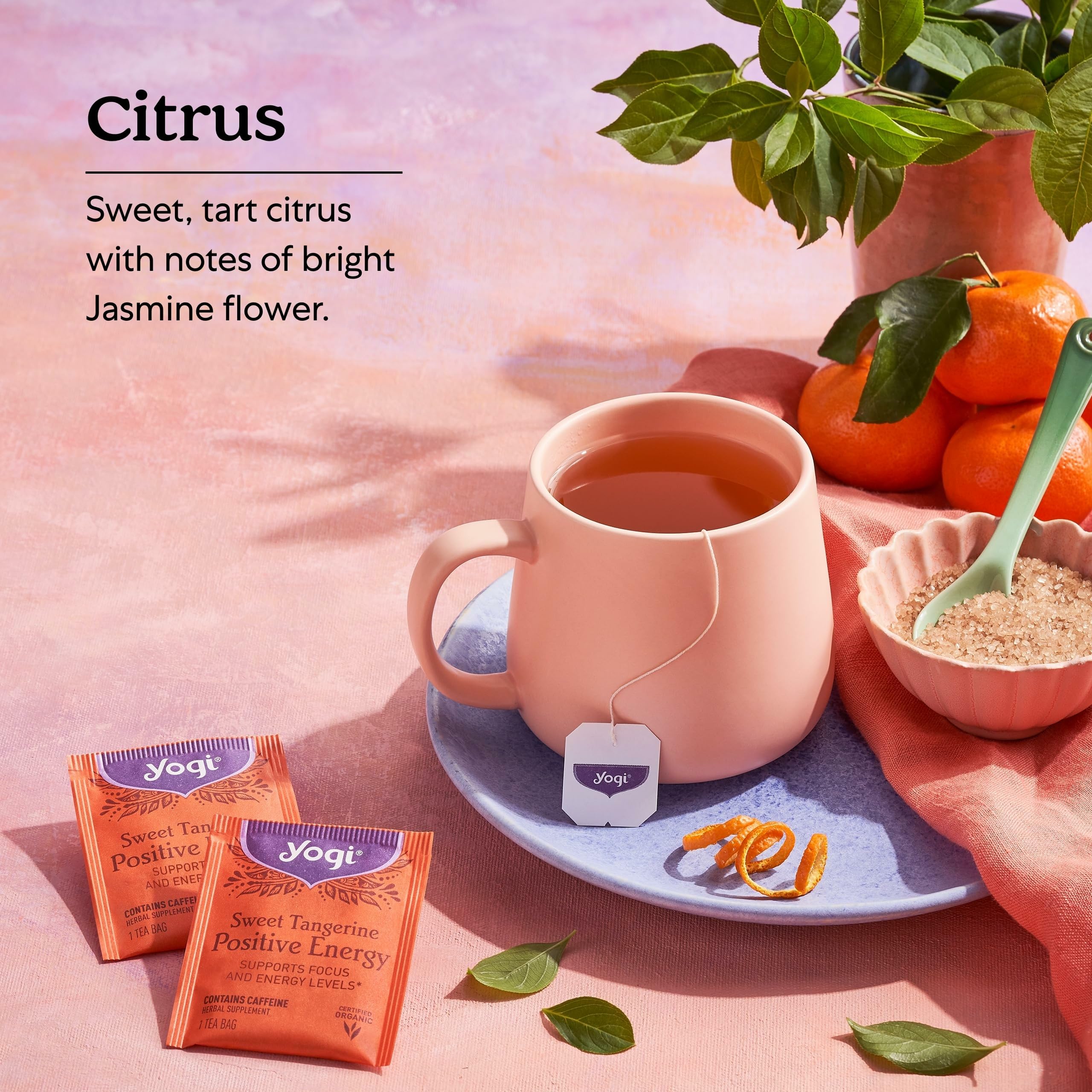 Yogi Sweet Tangerine Positive Energy Tea - 16 Tea Bags per Pack (6 Packs) - Organic Tangerine Energy Tea - Includes Black Tea Leaf, Yerba Mate Leaf, Ashwagandha Root & More