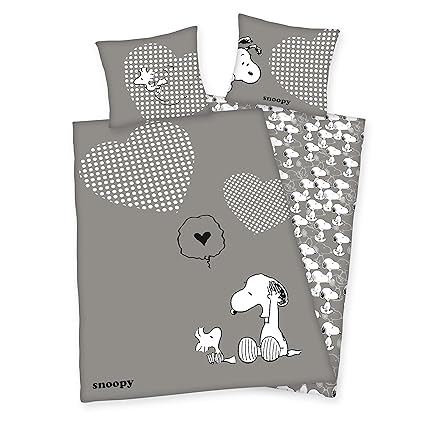 Herding 4489003027 Bettwäsche für Kinder mit bedruckt Snoopy aus Baumwolle mehrfarbig 140 x 200 cm