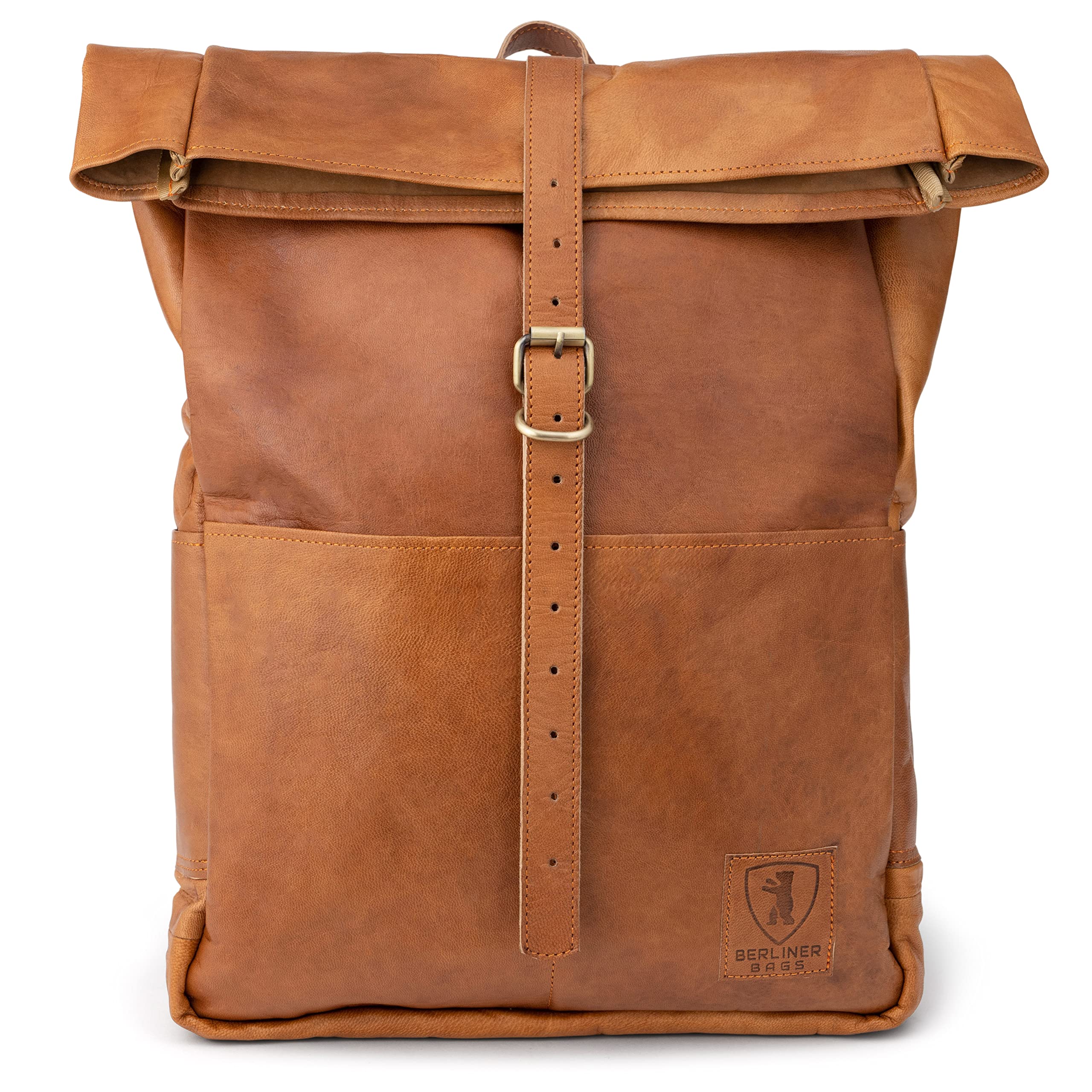 Photo 1 of (used)(please see all images) BERLINER BAGS Vintage Genuine Leather Backpack Paris, Travel Backpack, Utility Backpack, Bookbag for Women and Men - Brown