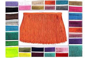 SEW TRENDS 5 Yards of 4" Long Chainette Fringe Thread Yarn Tassel Trim Braid Fringe for Crafts Sewing and Decor-Orange