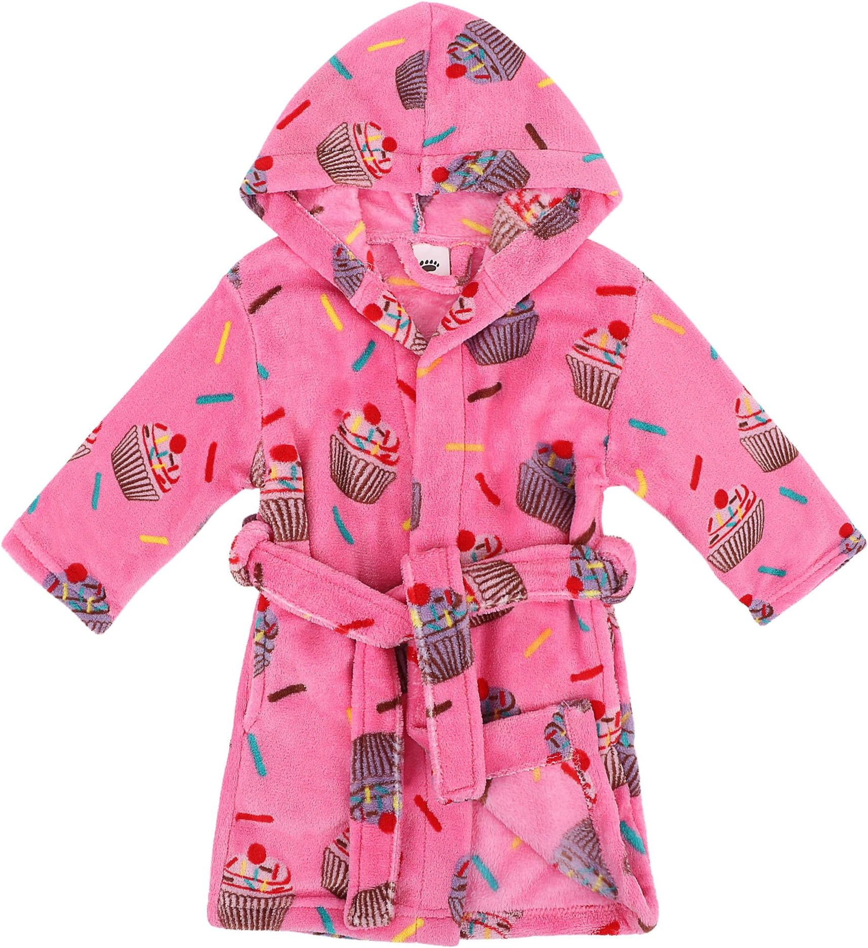 Boys Girls' Plush Soft Fleece Printed Hooded Bathrobe Robe