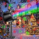 Christmas Laser Projector Light Outdoor, RGB 3 Colors Laser Lights with 24 Patterns, IP65 Waterproof Star Projector Firefly Moving Lights Show Decor for Garden Yard Christmas Halloween Holiday Party