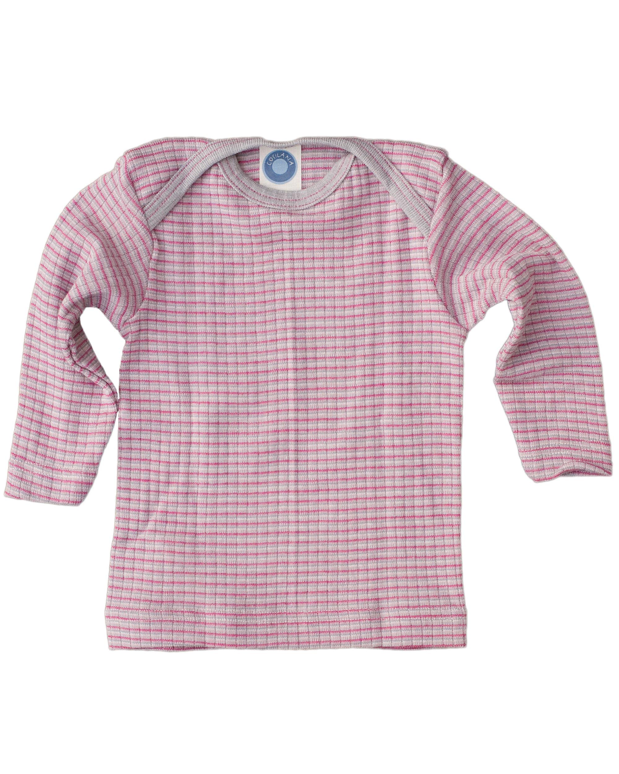 Cosilana, Baby Long-Sleeved Shirt 45% KBA Cotton 35% KbT Wool 20% Silk (98-104, Grey/Pink/Natural)