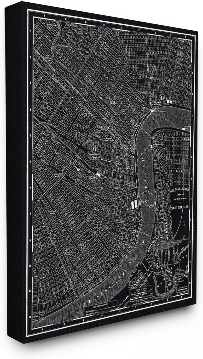 Stupell Home Décor New Orleans 1985 Vintage Map Oversized Stretched Canvas Wall Art, 24 x 1.5 x 30, Proudly Made in USA