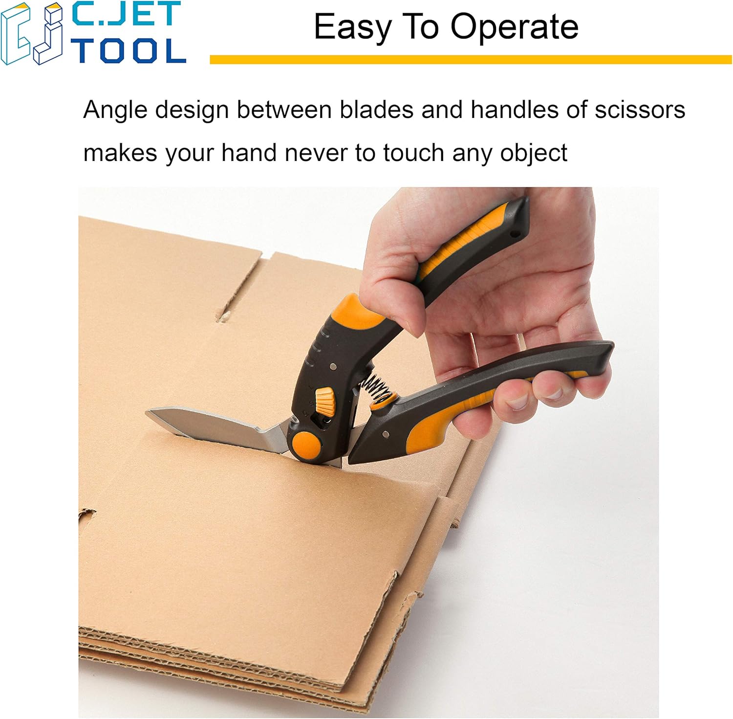 C.JET TOOL 10" Professional Soft Grip Stainless Heavy Duty Multipurpose Cardboard and Carpet Scissors (Orange) - - 