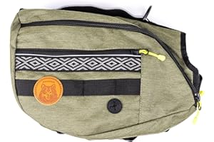 Wilderdog Dog Backpack with Built in Harness and Back-Mounted D-Ring Leash Attachment, Handle, Two Saddlebags with 4 Total Pockets, Built in Poop Bag Dispenser (Olive, Medium)