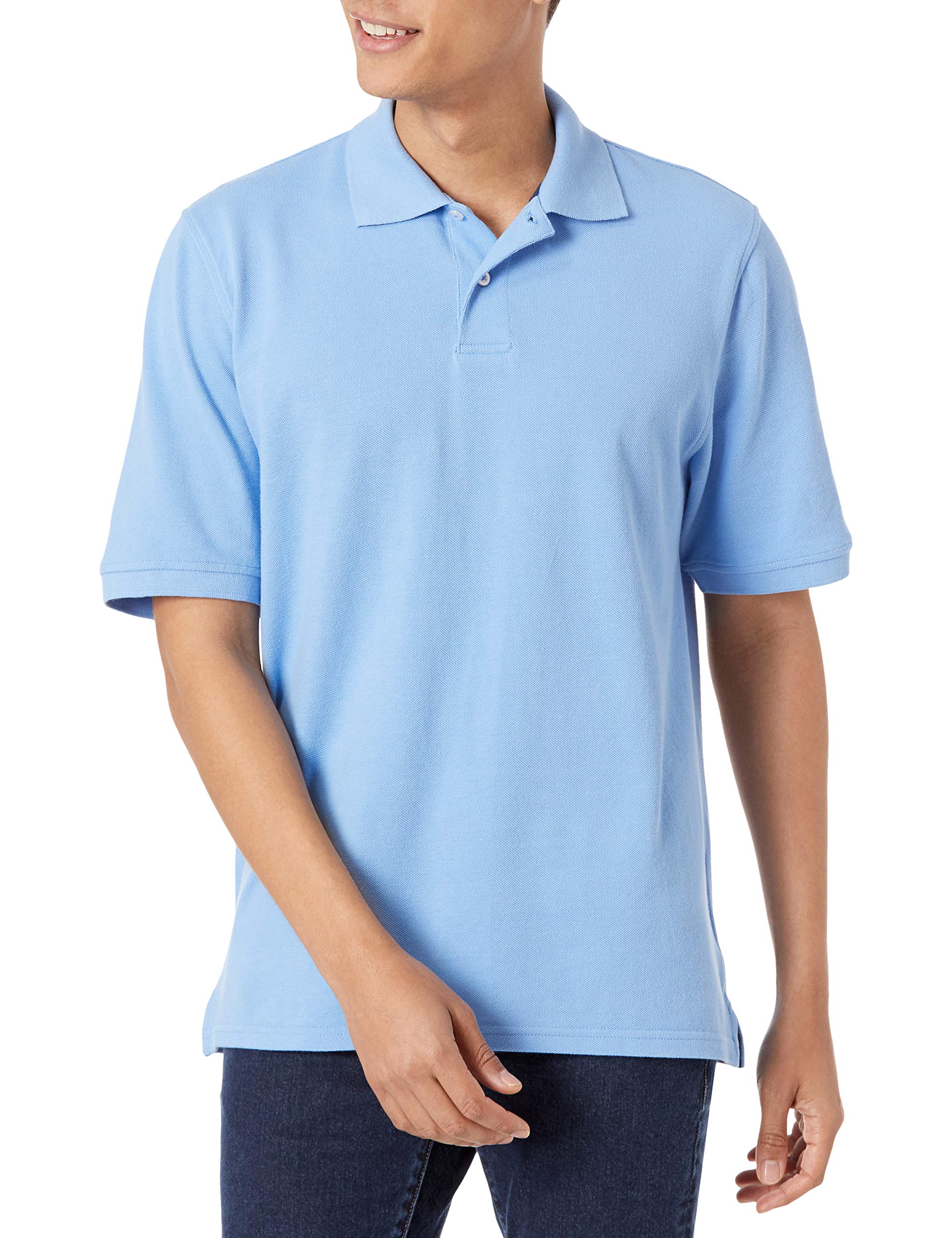 Photo 1 of Amazon Essentials Men's Regular-Fit Cotton Pique Polo Shirt (Available in Big & Tall), French Blue, X-Small
