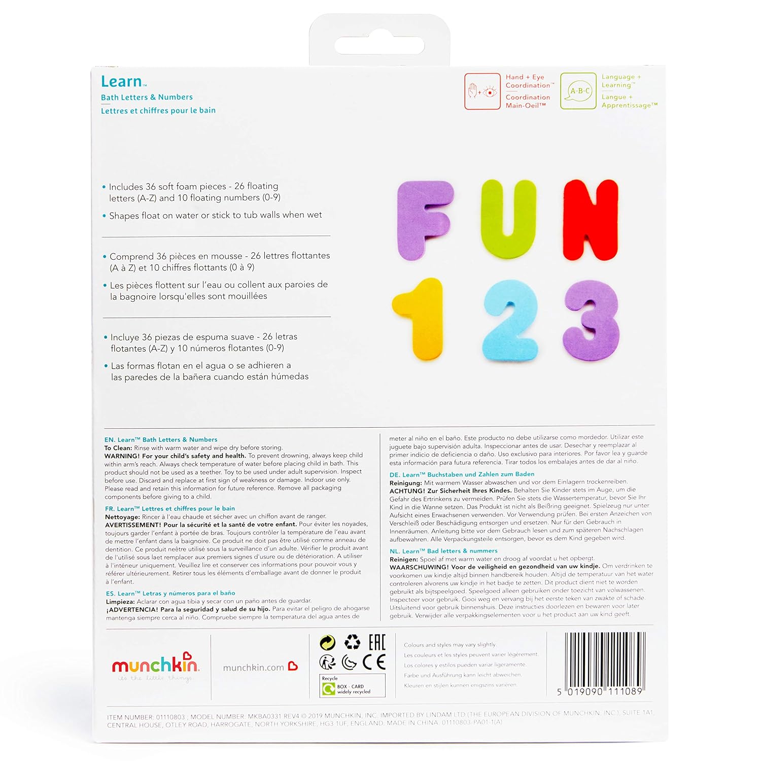 Munchkin Letters and Numbers Bath Toys, 36 Count : Bathtub Toys : Baby