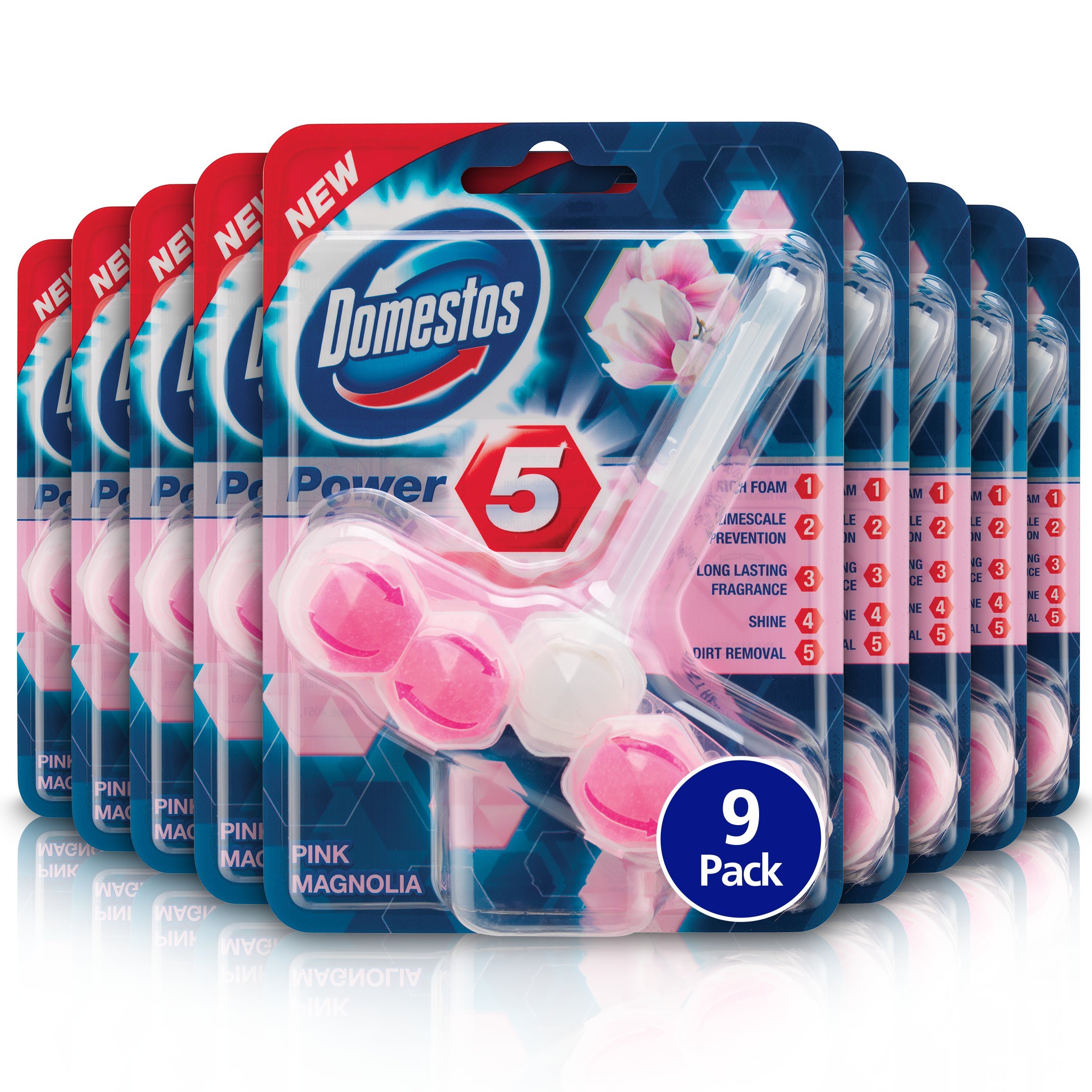 Domestos Power Pink Toilet, Shower, Sink And Pipe Unblocker, For Home, Kitchen And Bathroom, Quickly Kills Germs And Removes Bad Semlls And Odours, Bulk Pack (9 x 500ml)