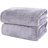 MOONQUEEN 2 Pack Premium Bath Towel Set - Quick Drying - Microfiber Coral Velvet Highly Absorbent Towels - Multipurpose Use as Bath Fitness, Bathroom, Shower, Sports, Yoga Towel (Grey)