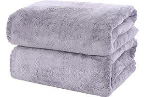 MOONQUEEN 2 Pack Premium Bath Towel Set - Quick Drying - Microfiber Coral Velvet Highly Absorbent Towels - Multipurpose Use as Bath Fitness, Bathroom, Shower, Sports, Yoga Towel (Grey)