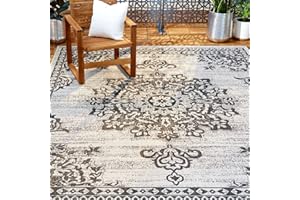 Nicole Miller New York Patio Country Azalea Transitional Medallion Indoor/Outdoor Area Rug, Grey/Black, 1'9"x2'11"