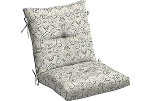 ARDEN SELECTIONS Arden Outdoor Plush Modern Tufted Blowfill Dining Chair Cushion, 21 x 40, Water Repellent, Fade Resistant, Tufted Cushion for Dining and Bistro Chairs 21 x 40, Neutral Aurora Damask