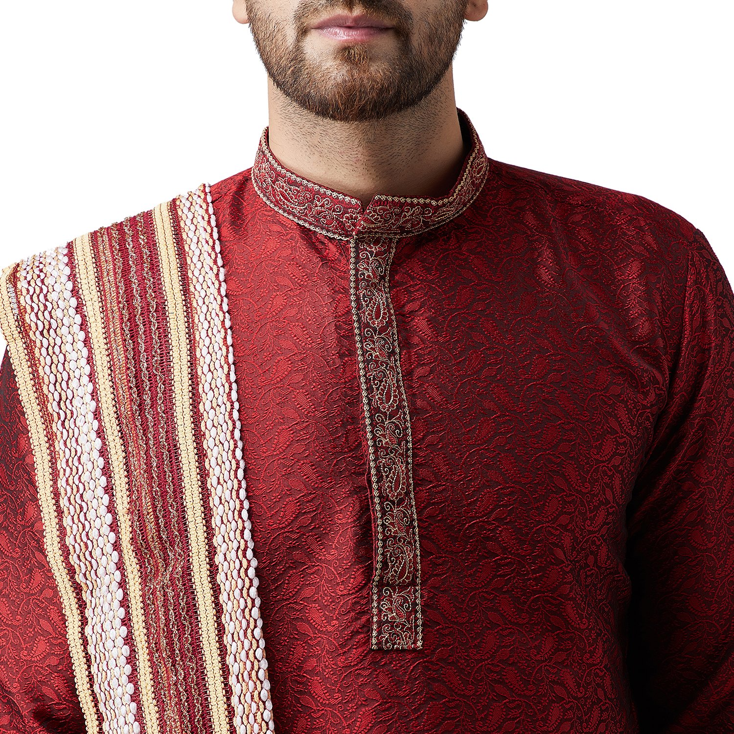 sojanya (since 1958), men's golden silk velvet embellished dupatta