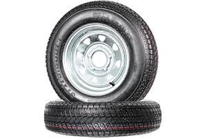 eCustomrim 2-Pack Trailer Tire On Rim ST175/80D13 175/80 13 Load Range C 5 Lug Galvanized Spoke Wheel - 2 Year Warranty w/Free Roadside