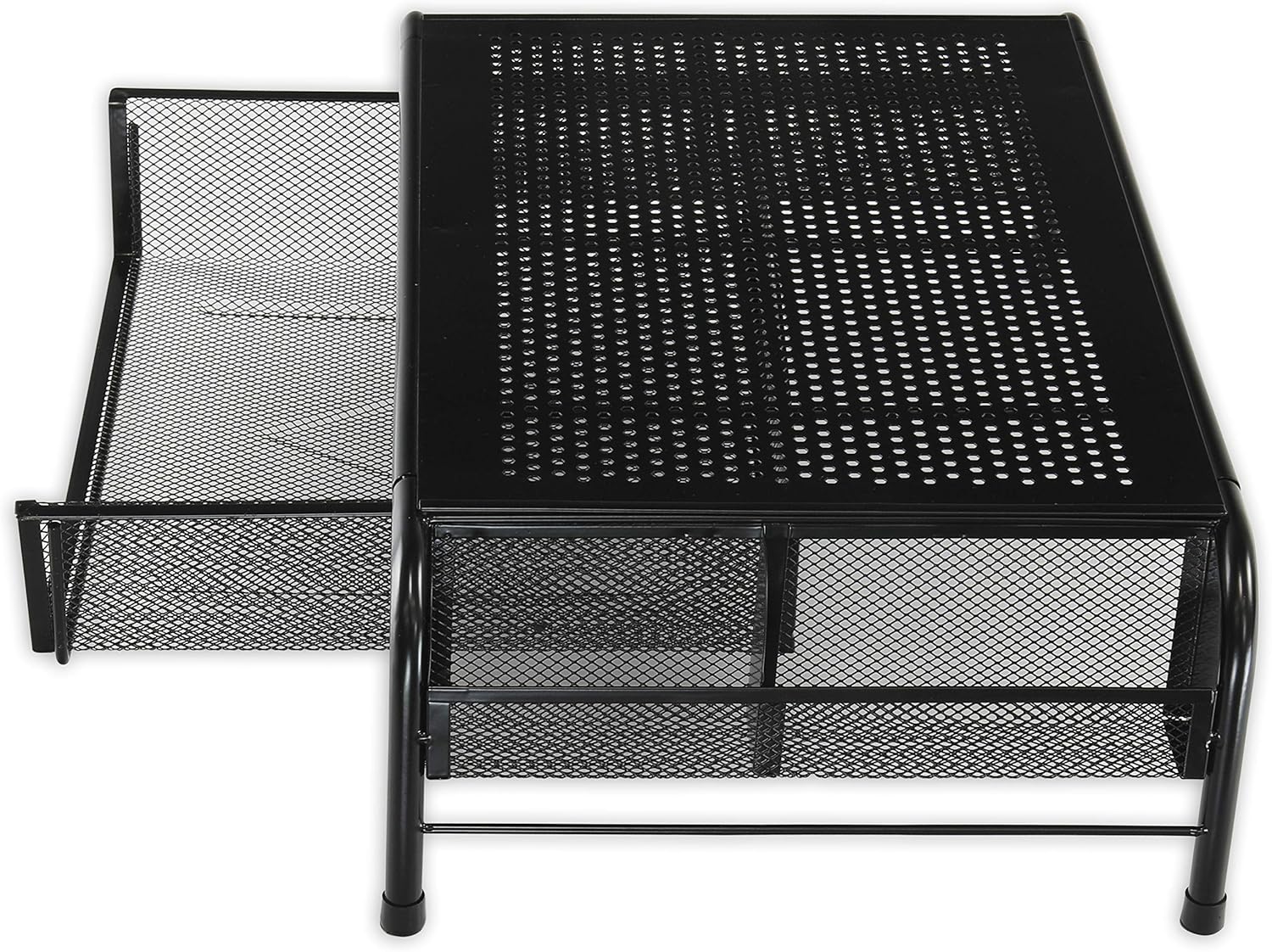 SimpleHouseware Metal Desk Monitor Stand Riser with Organizer Drawer : Office Products