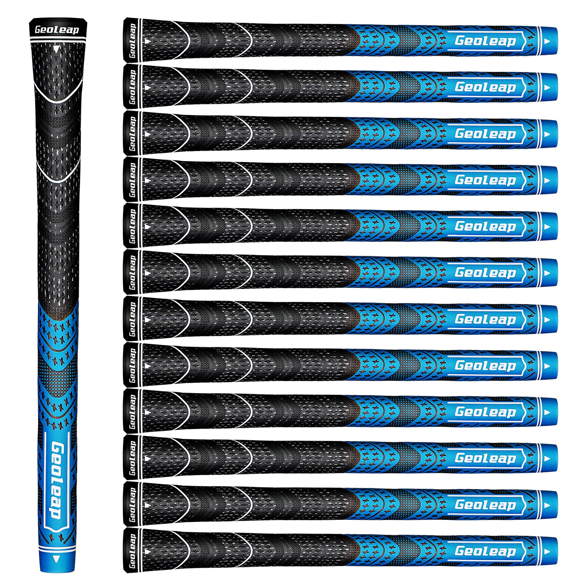 Geoleap ACE-C Golf Grips Set of 13- Cord Rubber, Hybrid Golf Club Grips, Standard/Mdisize, 10 Colors Optional. (Standard, Blue)