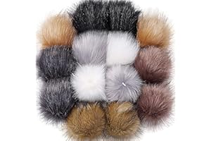 Bememo 14 Pieces Faux Fur Pom Pom Balls for Hats DIY Faux Fur Pompom with Elastic Loop for Hats Shoes Scarves Gloves Scarves Bag Key Chain Charms Accessories (Popular Mix Color)