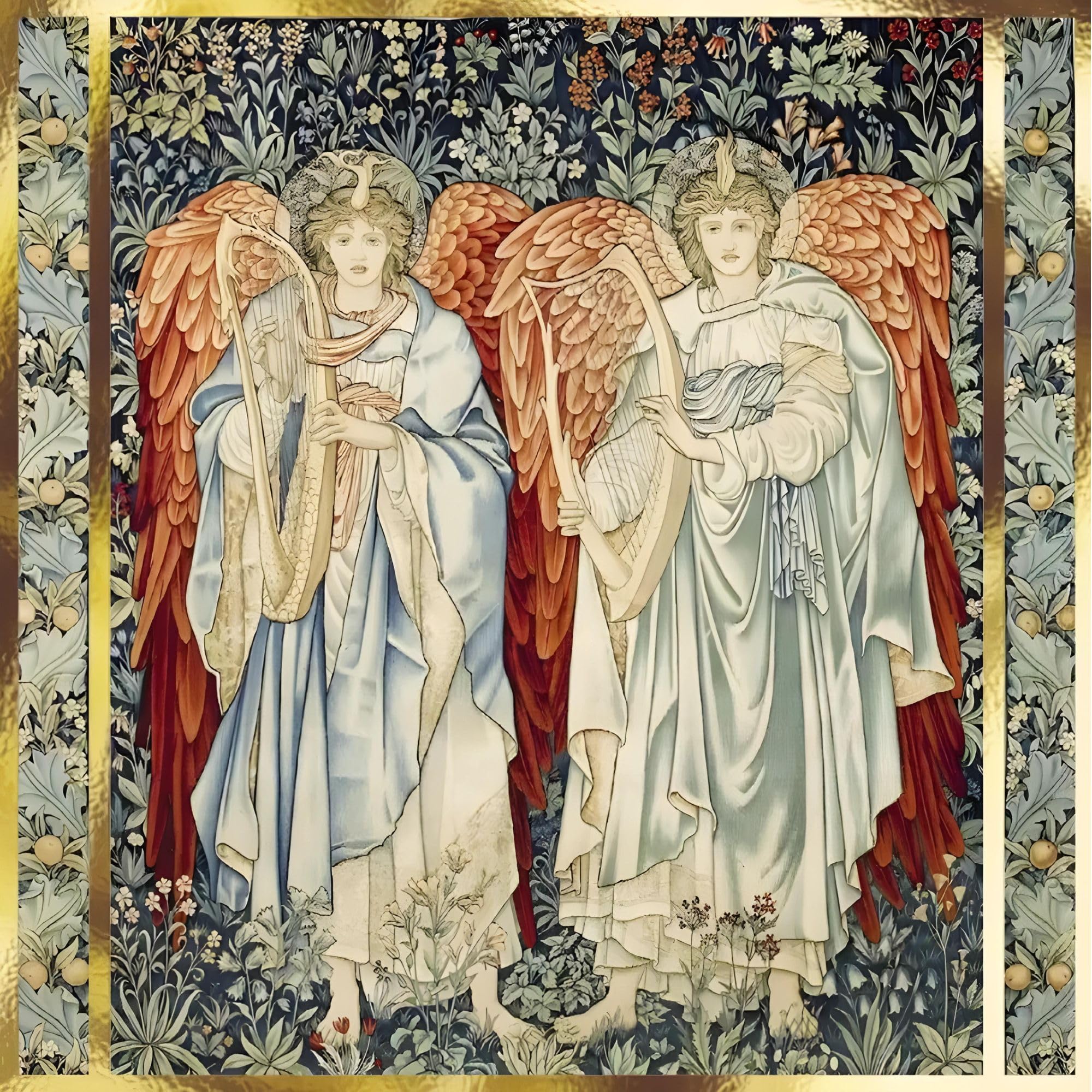 GBCC Charity Christmas Cards Pack of 10 - Premium Religious Christmas Greeting Cards with Envelopes Multipack - Traditional Angels & Harps Design - Supporting UK Charities