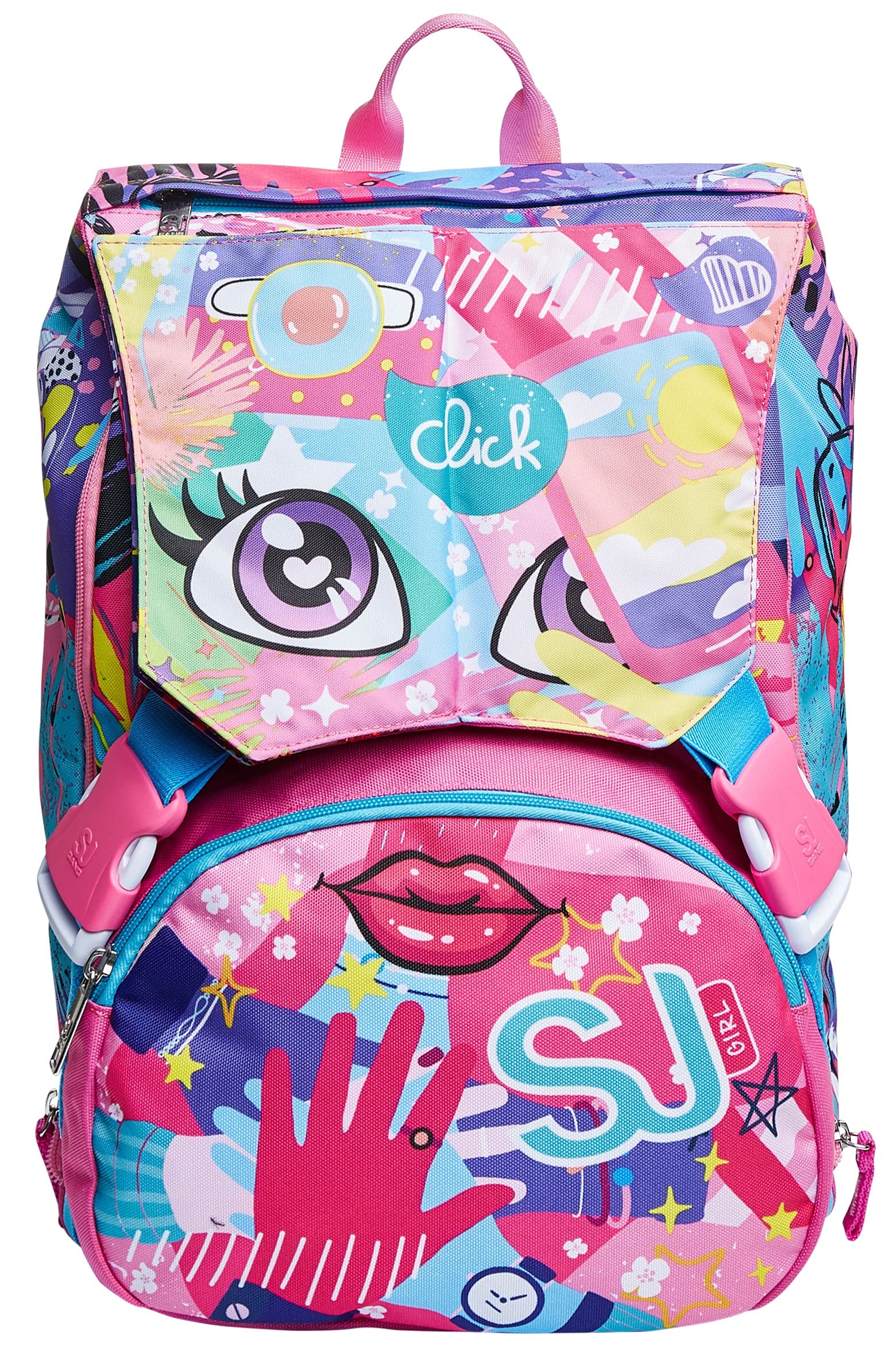 Sj Gang Expandable School Backpack - Extendable Faces - Reversible Flap - Elementary School