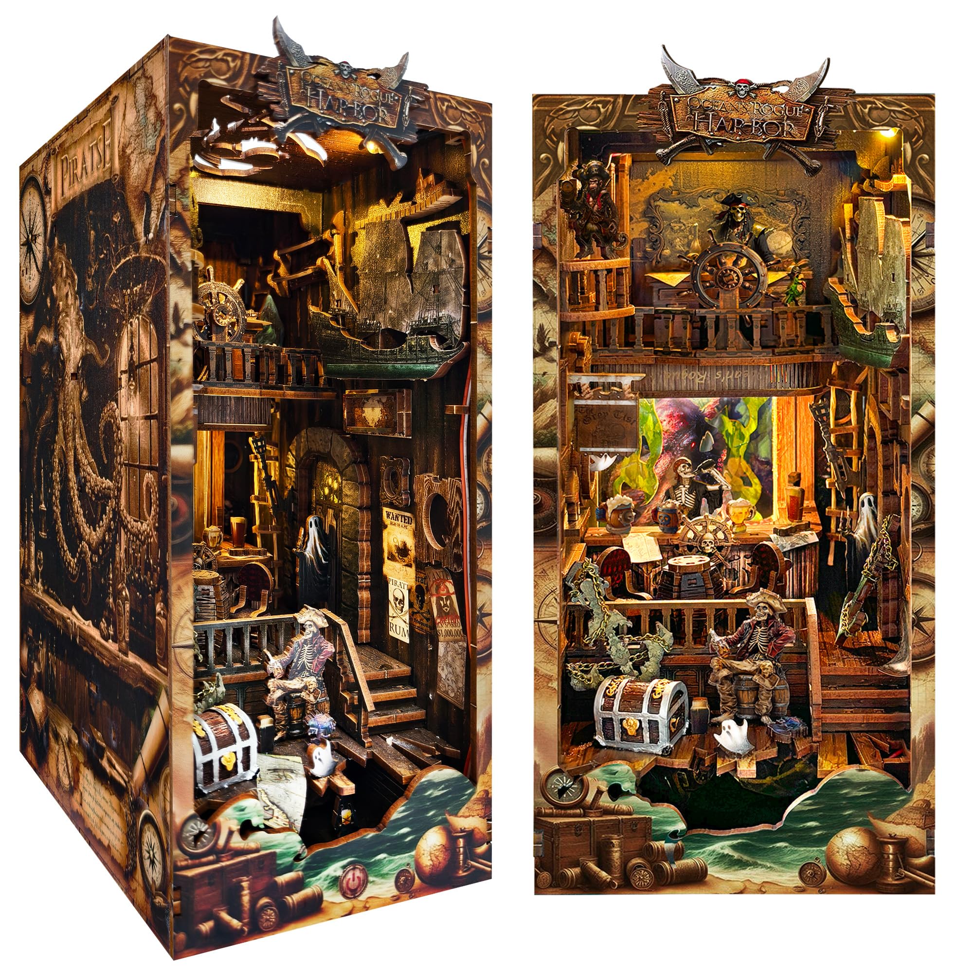 Book Nook Kits for Adults, Booknook DIY Miniature House Kit, Mini House Bookshelf Decor 3D Wooden Puzzle, Birthday Gift for Family, Friends - New World