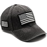 MASHBILL American Flag Baseball Cap - Super Soft Distressed Grey Dad Hat for Men Women - Adjustable Fit with Embroidered USA Patches - One Size Fits Most