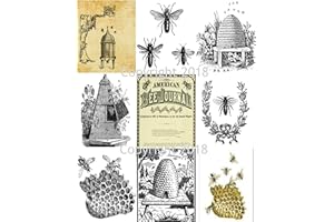 PAPER MOON MEDIA Printed Bees and Hives Collage Sheet 8.5 x 11 Printed Sheet, Autumn Cards Collage Sheet, Scrapbook and Card Making Supplies