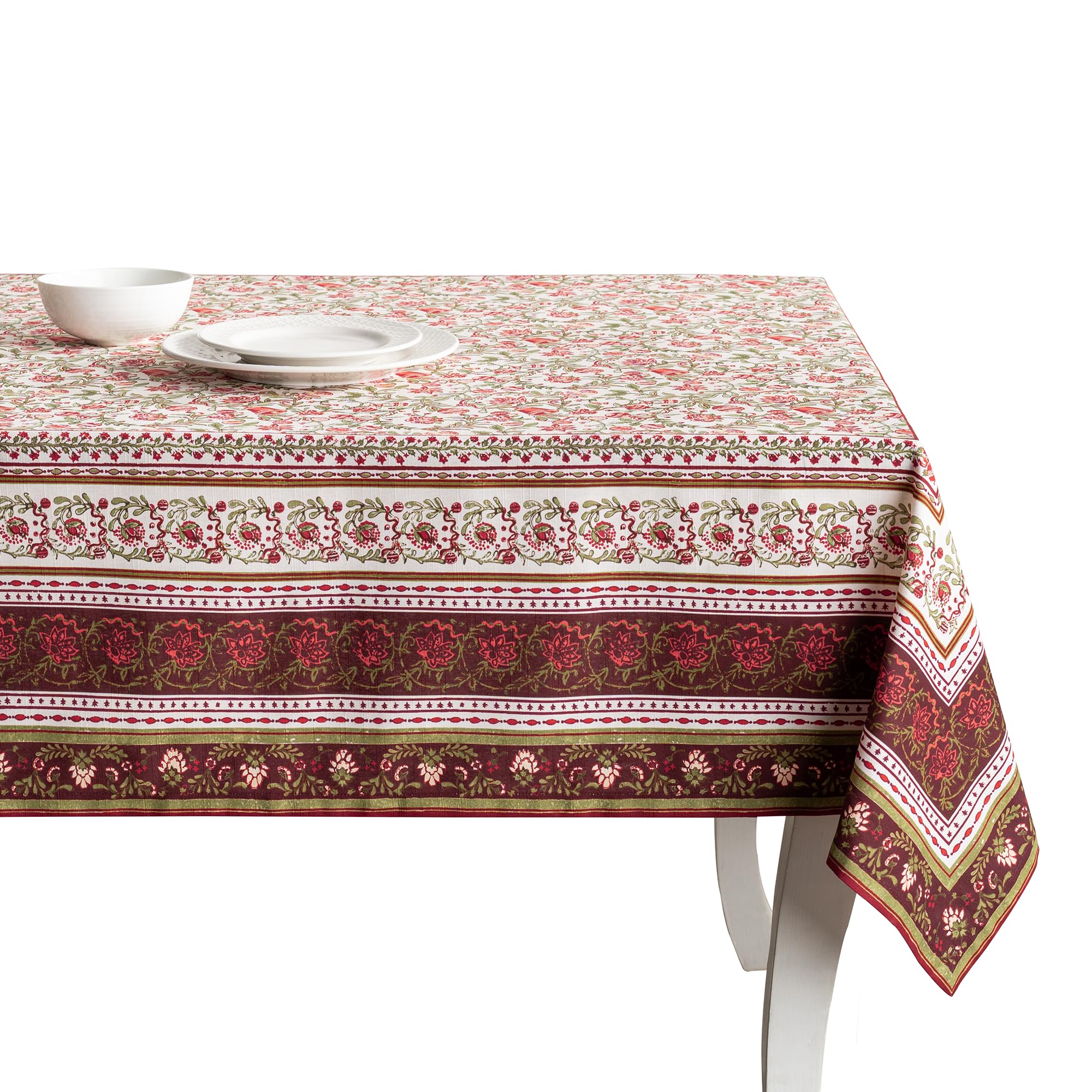 Maison d' Hermine Table Cloth Rectangle Table 100% Cotton 70 x 90 Inches Fall Tablecloth Reusable Everyday Use for Thanksgiving Christmas Decorations Dining Farmhouse Party (Reveillon Au Jardin) Image