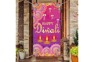 HABDJILTY Diwali Decorations Door Cover Banner,Diwali Door Decorations,Diwali Indoor Outside Door Hanging Backdrop for Welcome Front Door Diwali Party Decorations.