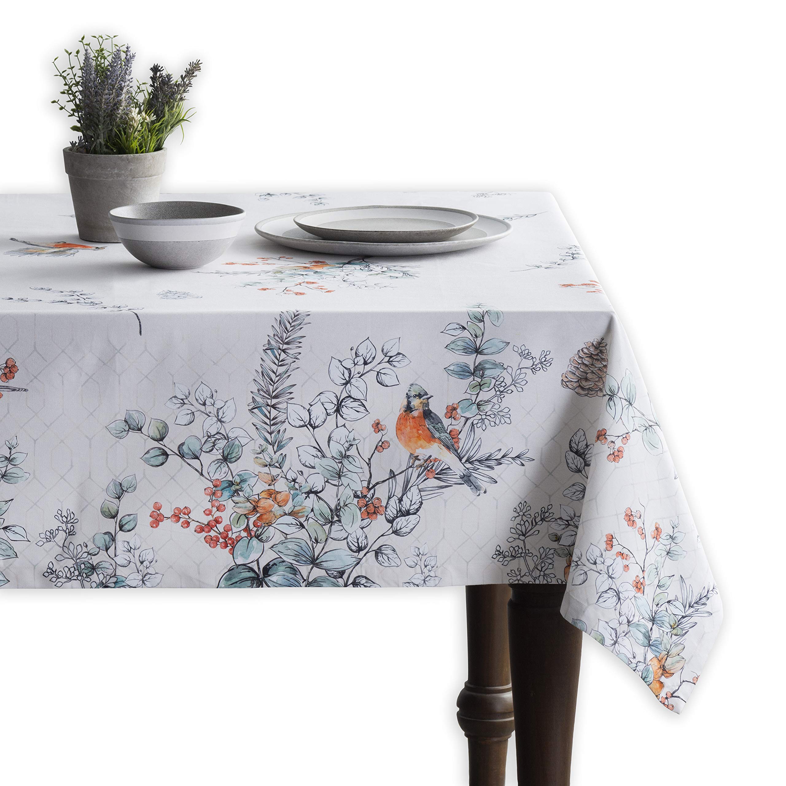 Maison d' Hermine Table Cloth Rectangle Table 100% Cotton 230 cm x 140 cm Tablecloth Reusable Everyday Use for Christmas Decorations Dining Farmhouse Home Party Festive (Whitish Shabby Chique)
