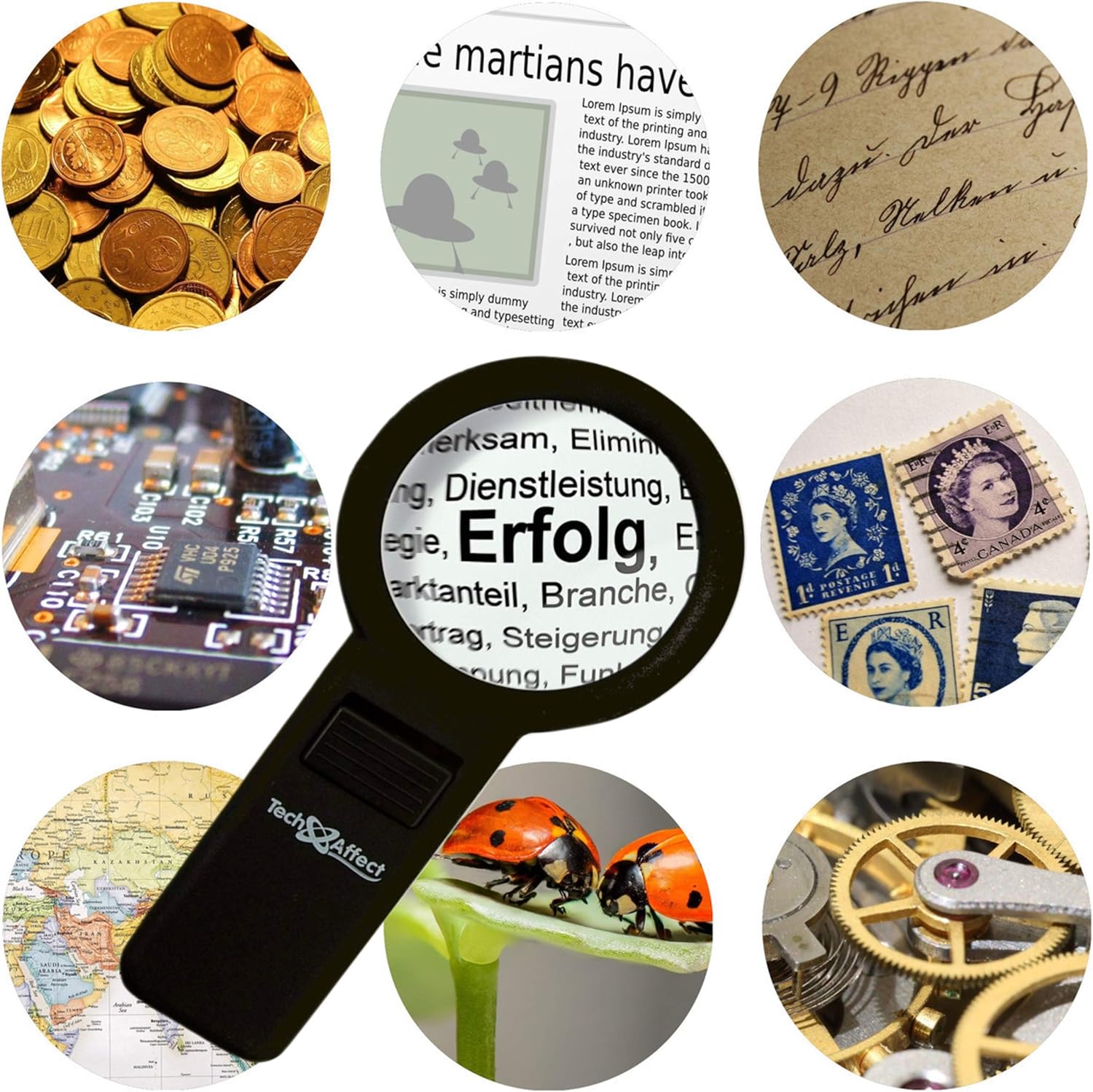 TechAffect Strong Magnifying Glass with Light Magnify Glass, Extra