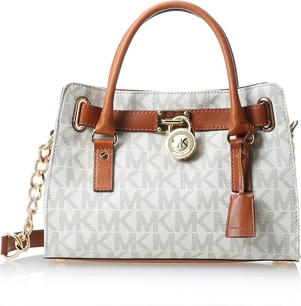 Michael Kors Ew Satchel Women's MK Logo Handbag Tote Purse White