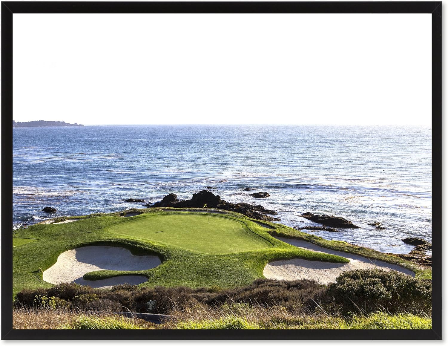 Spot Color Art Pebble Beach Golf Course Photo Canvas Print Home Decor Wall Art Decoration Gift Ideas Black Frame, 13" x 17", GOLFCOURSE-90110B1317