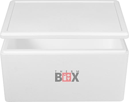 THERM BOX Styroporbox 45W | Innen: 53x33x25cm | Wand:3,0cm | Volumen: 45,3L | Isolierbox Thermobox Kühlbox Warmhaltebox
