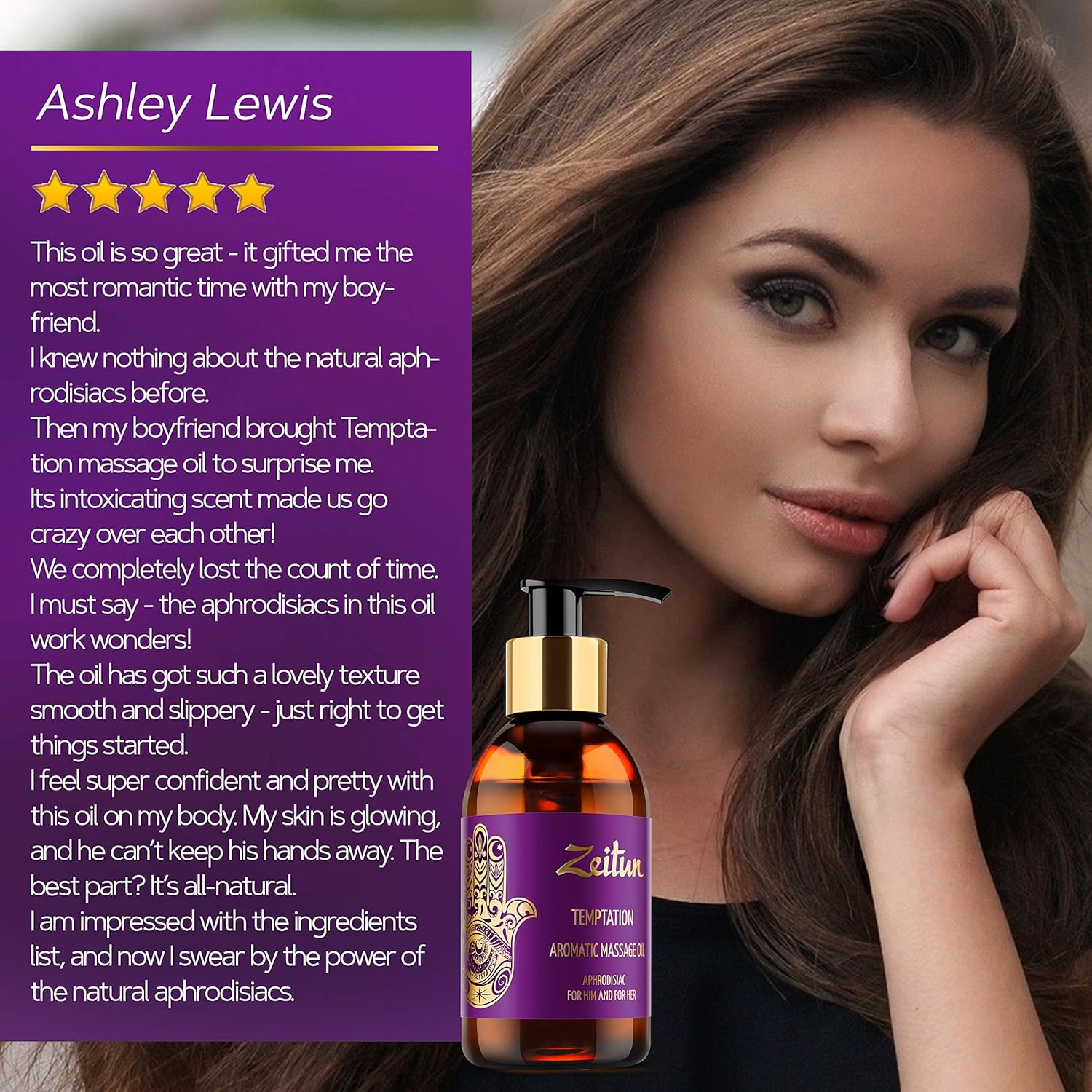 Sensual Massage Oil - Temptation - Natural Aphrodisiac Massage Oils for Couples - Aromatherapy Essential Body Oil with Ylang-Ylang, Neroli, Patchouli, Rose & Vitamin E | Spa & Skin Therapy, 3.4 fl Oz: Health & Personal Care