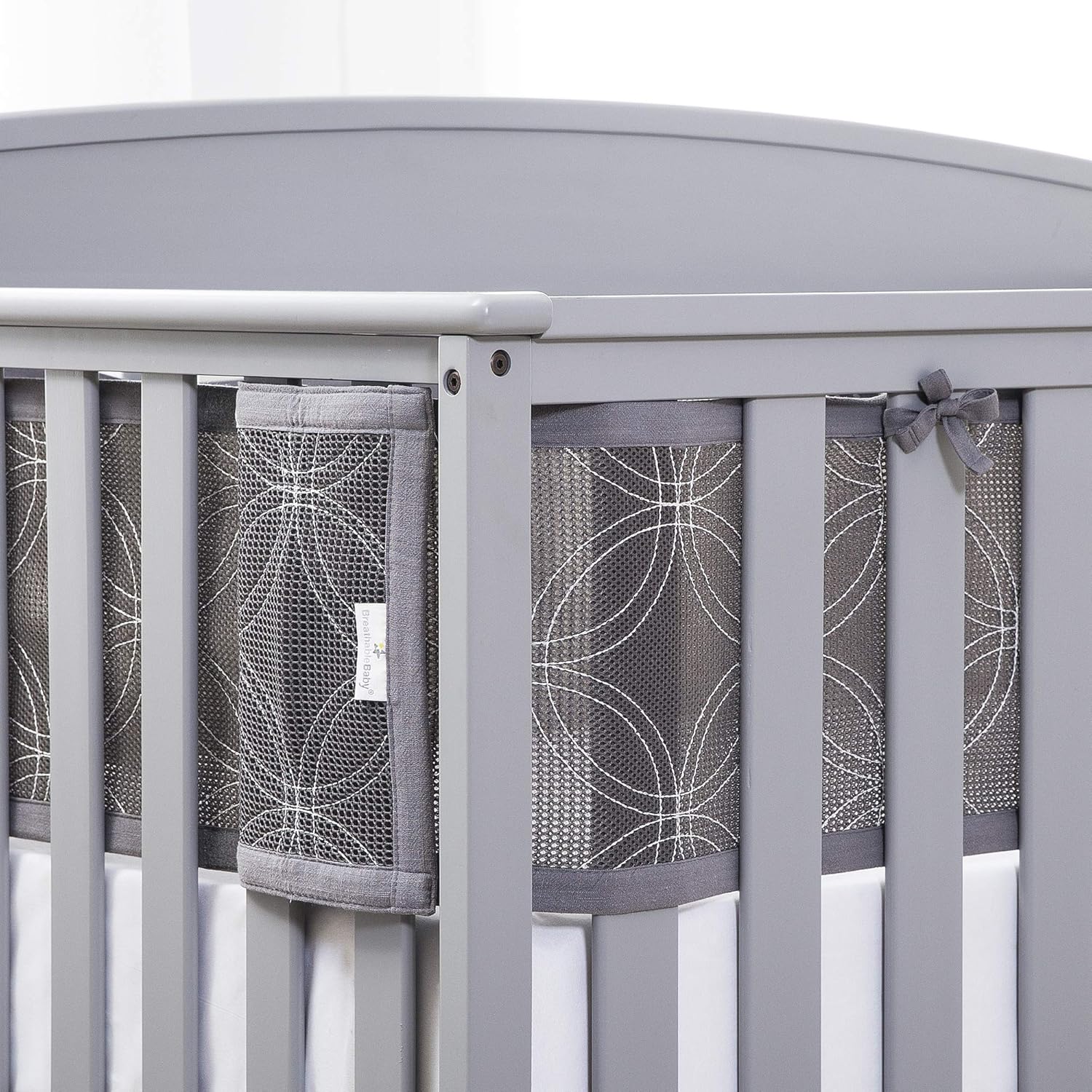 BreathableBaby Deluxe Breathable Mesh Crib Liner, Embroidered Collection Links - Gray : Baby