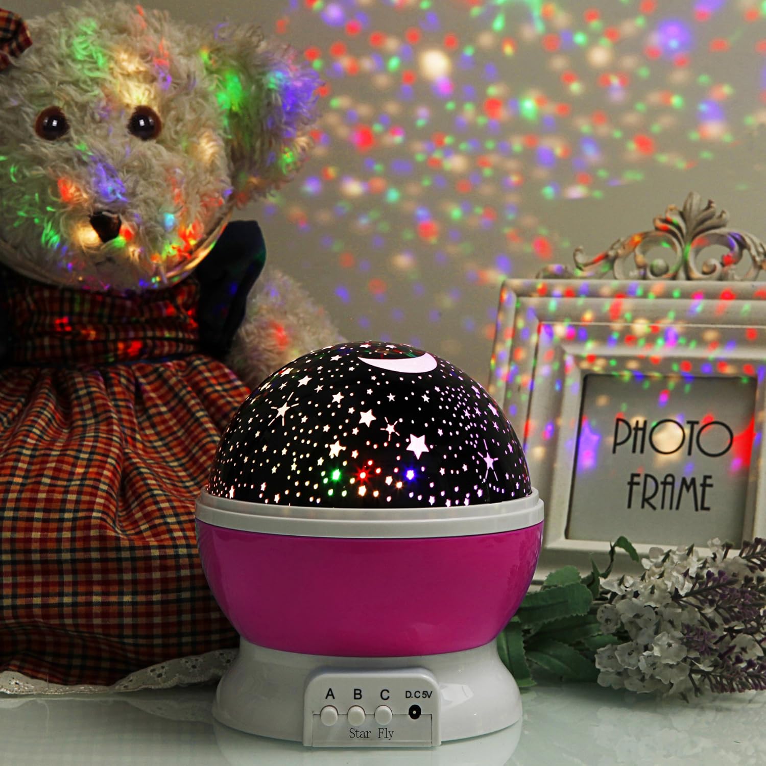 star fly star & moon rotating projector