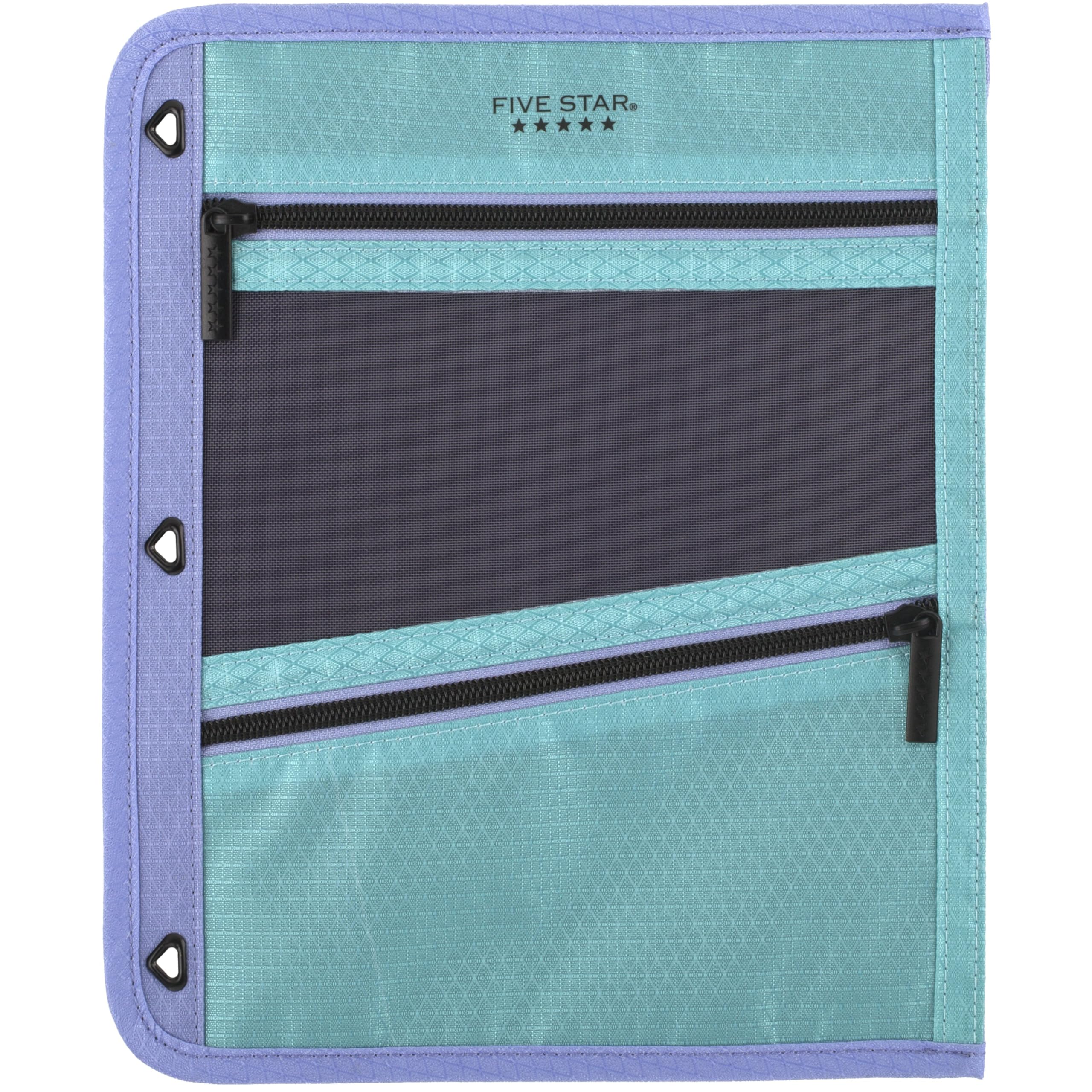 Photo 1 of Five Star Pencil Pouch, Pen Case, 3-Pocket Zipper Pouch, Fits 3-Ring Binder, Storage Organizer for Classroom Supplies Earbuds Chargers Cables Makeup, Teal/Berry (500207F-ECM)