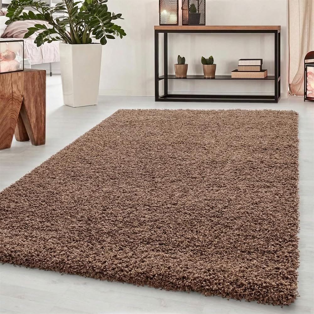 Abaseen Shaggy Rug 160x230 cm Mocha Thick Pile Non-Slip Living Room