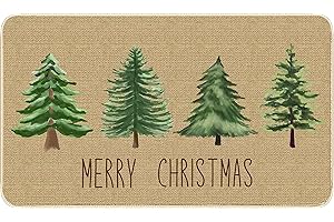 TREWAVE Christmas Trees Decorative Door Mat Seasonal Decor Xmas Holiday Rug Christmas Kitchen Mat Bathroom Doormat for Indoor Outdoor Entrance Decor 29 x 17 Inch (Tree-05)