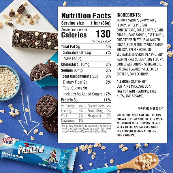 ZBAR PROTEIN – COOKIES ‘N CREME – CRISPY SNACK BARS – MADE WITH ORGANIC OATS – NON-GMO – 5G PROTEIN – GLUTEN FREE PROTEIN BARS (15 PACK)