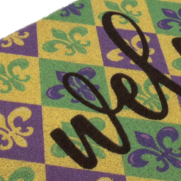 UTOWO MARDI GRAS DOOR MAT WELCOME MAT NON SLIP OUTDOOR MATS FOR HOME KITCHEN BATHROOM INDOOR FRONT DOOR DECOR 17X 29INCH