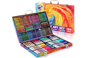 OFFICYGNET 158 Pcs Art Supplies for Kids Ages 4-8, 6-8, Deluxe Art Kit Crafts Drawing Painting Set with Crayons, Colored Pencils, Markers - Christmas Gift for 4 5 6 7 8 9 10 11 12 Year old Toddlers Girls Boys