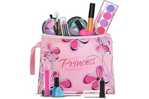 Playkidz Real Washable Play Make Up Set for Princess - Kids Makeup Kit for Girls Non Toxic - Full Makeup Dress Up Set with Bag. (11 PC)