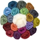 100% Wool - Assorted Wool Roving for Needle Felting, Colorful Corriedale | Corriedale and Core Wool for Wet Felting, Felt Painting, Spinning. XL Pack 200 Gram by Living Dreams Yarn