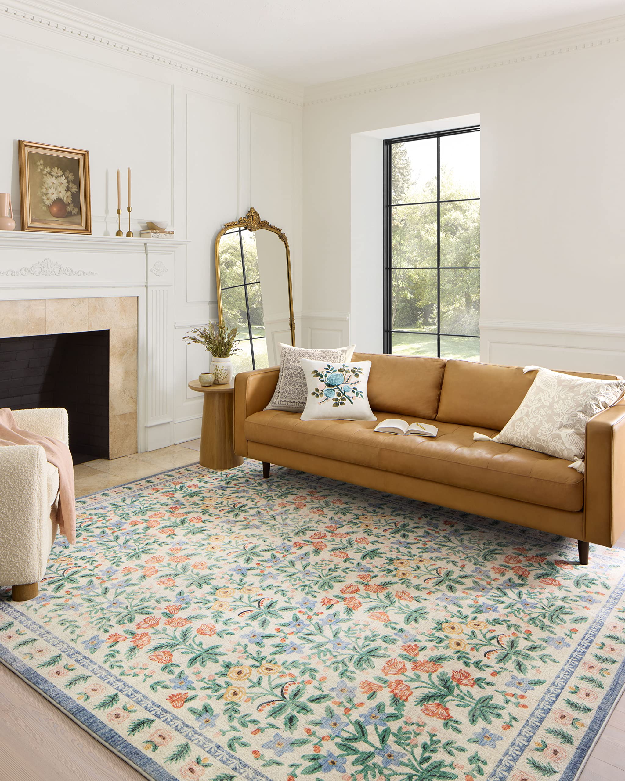 Photo 1 of Loloi Rifle Paper Co. Eden Collection EDE-02 Mughal Garden Cream 5'-0" x 7'-6" Area Rug