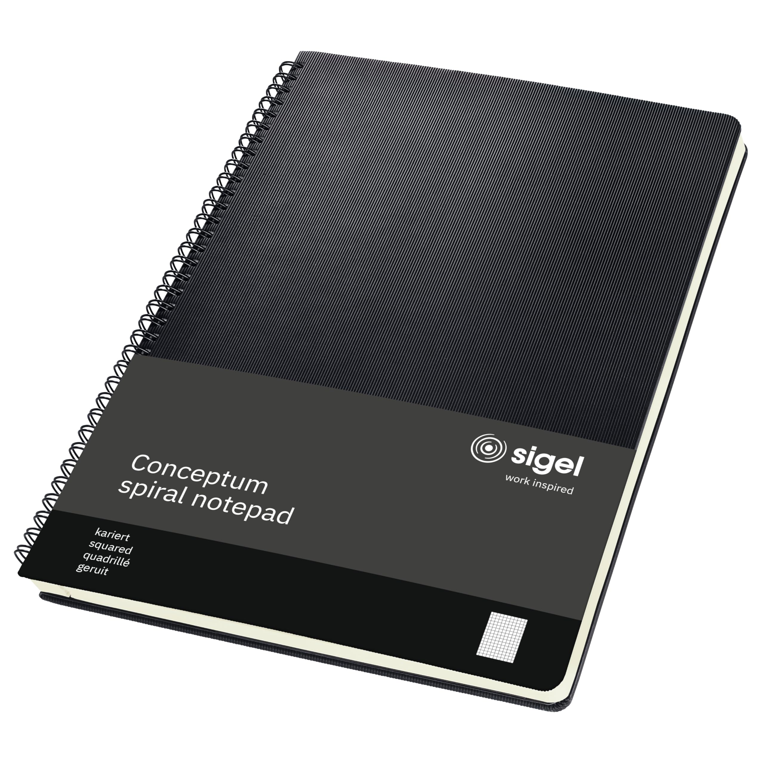 SIGEL CO820 Spiral Notepad, approx. A4, squaRed, hardcover, Black - Conceptum